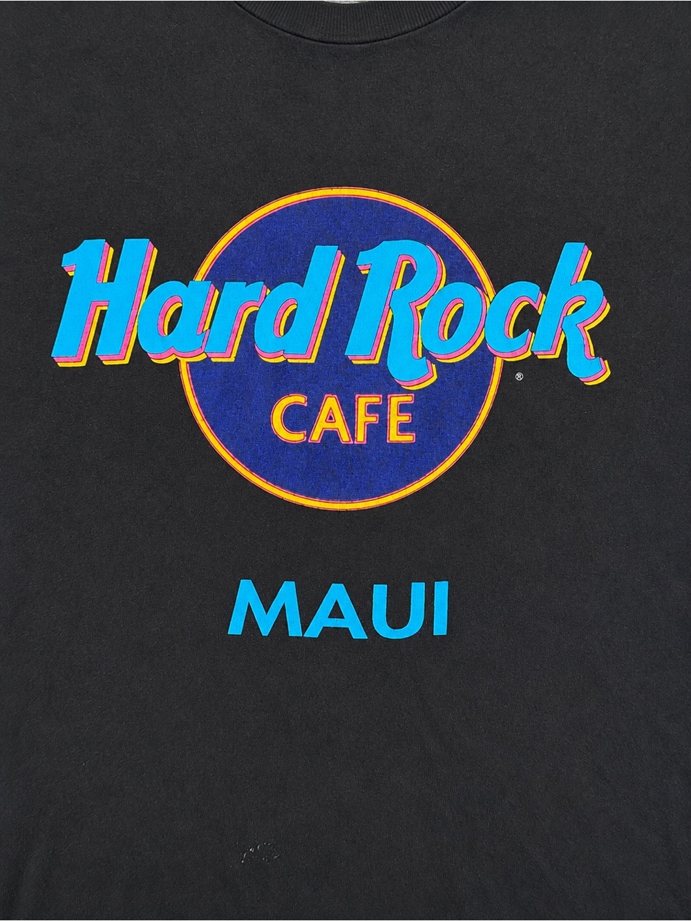 Hard Rock Cafe Maui 90s Single Stitch Black T-Shirt Small Hawaii Neon - Picture 3 of 4